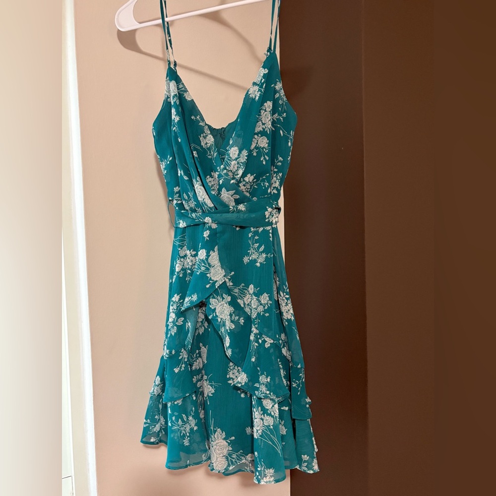 B. Smart Blue Ruffled Tiered Mini Sundress
